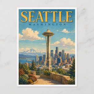 Seattle Washington Stadtansicht GeoSaga Postkarte