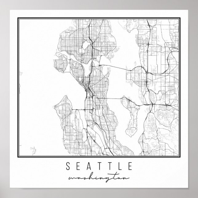 Seattle Washington Street Map Poster (Vorne)