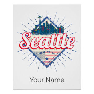 Seattle Washington United Staaten City Skyline USA Poster