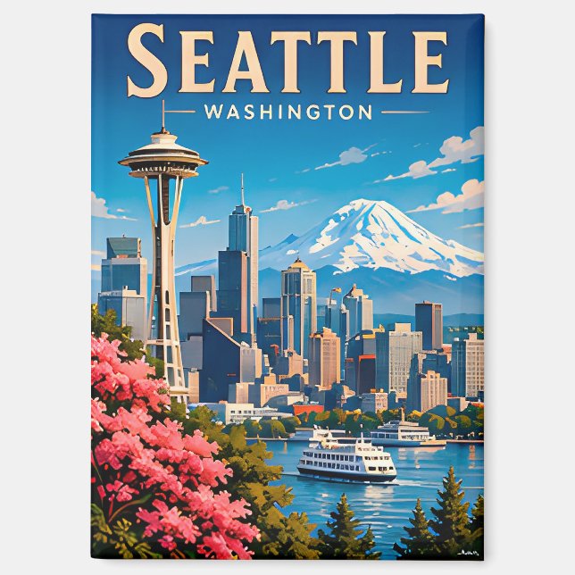 ☕ Seattle Washington Urlaubserinnerung Magnet (Vorderseite)
