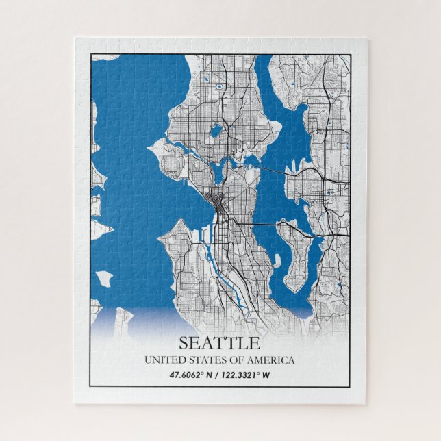 Seattle Washington USA Travel City Map (Vertikal)