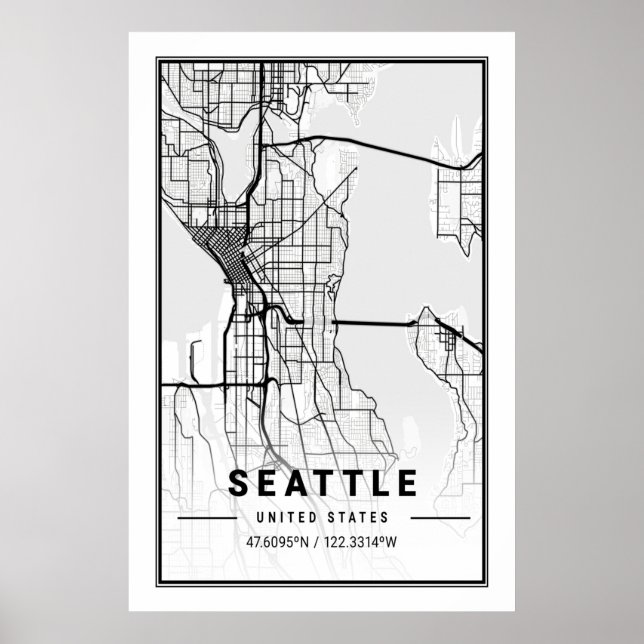Seattle Washington USA Travel City Map Poster (Vorne)
