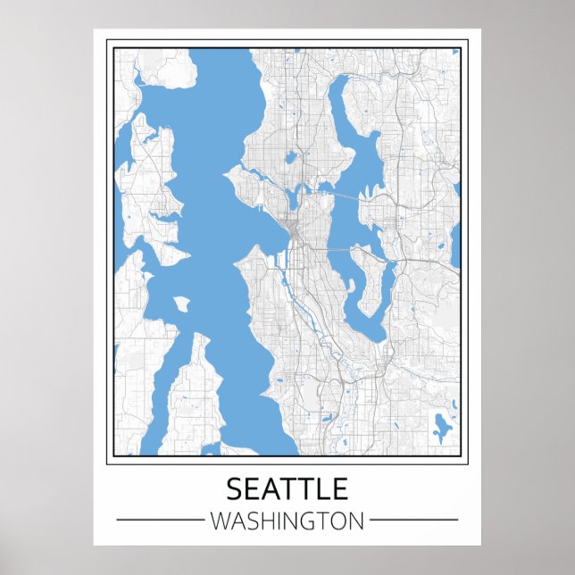 Seattle Washington USA Travel City Map Poster (Vorne)