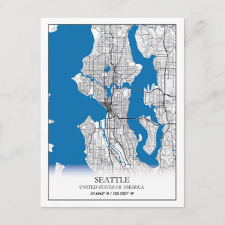 Seattle Washington USA Travel City Map Postkarte