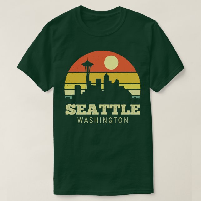 Seattle Washington Vintag Sunset T-Shirt (Design vorne)