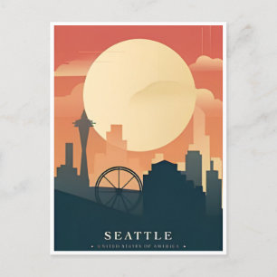 Seattle Washington Vintage Reise Amerika Postkarte