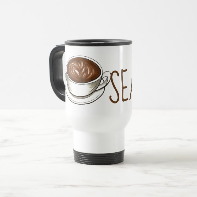Seattle Washington WA Coffee Shop Latte Barista Reisebecher (Vorderseite Links)