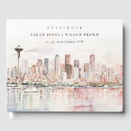 Seattle, Washington Watercolor Landscape Wedding Gästebuch