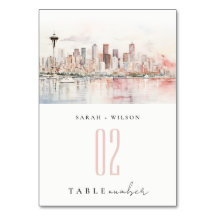 Seattle, Washington Watercolor Landscape Wedding