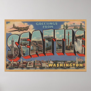 Seattle, WashingtonLarge Buchstabe-Szenen Poster