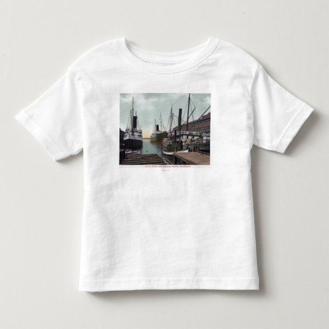 Seattle, WashingtonView des Docks und der Schiffe Kleinkind T-shirt (Vorderseite)