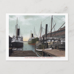 Seattle, WashingtonView of the Dock and Ships Postkarte