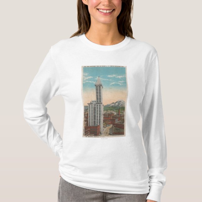 Seattle, WASmith Turm-Ansicht u. der Mount Rainier T-Shirt (Vorderseite)