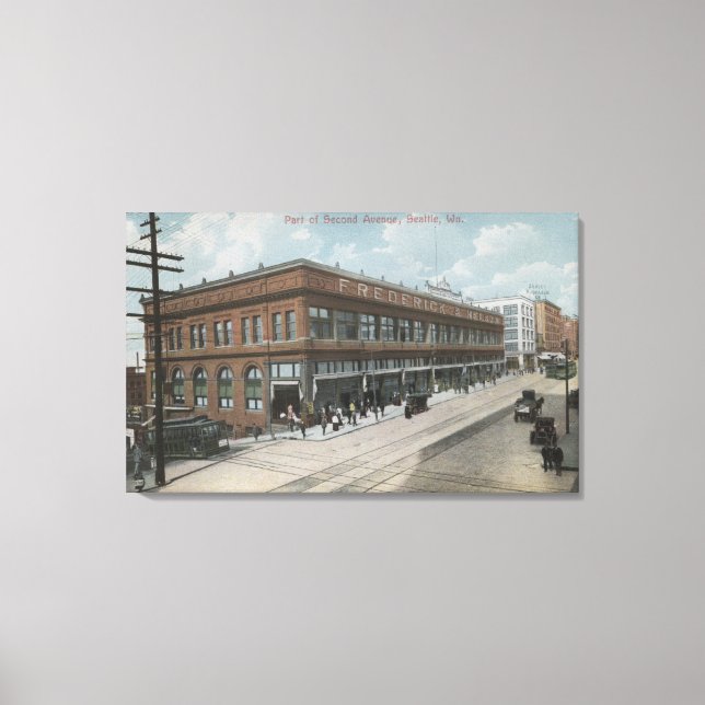 Seattle, WASSecond Avenue Frederick und Nelson Leinwanddruck (Vorderseite)