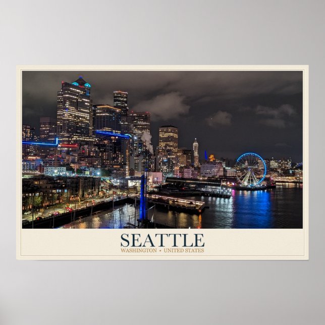 Seattle-Wasserfront und großes Rad Poster (Vorne)