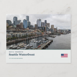 Seattle-Wasserfront und Marina Postkarte