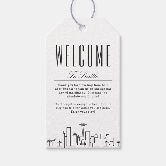 Seattle Wedding | Begrüßungstipps Geschenkanhänger (Vorderseite)