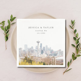 Seattle Wedding Custom Cocktail Napkins Serviette