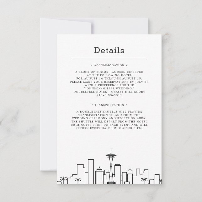 Seattle Wedding | Gästedaten Einladung (Vorderseite)