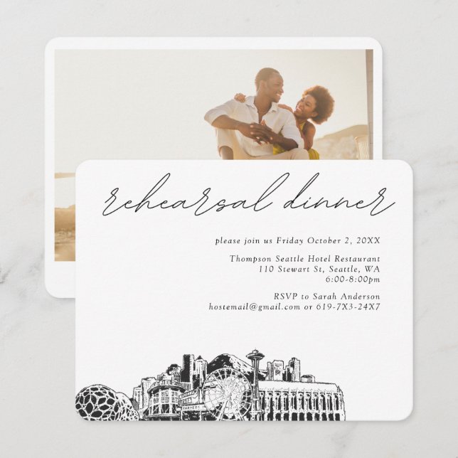 Seattle Wedding Probe Einladungskarte (Vorne/Hinten)