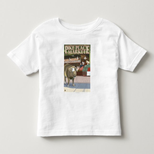 SeattleFish Wurf und Bronze-Schwein an Pike-Platz Kleinkind T-shirt (Vorderseite)