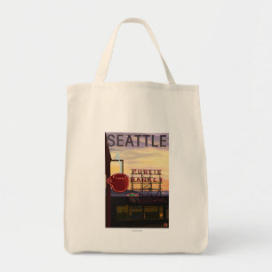 SeattlePike Place Market - Zeichen und Wasser Tragetasche