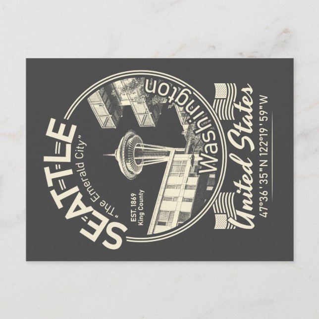 SEATTSTADT ICON - WASHINGTON VINTAG POSTKARTE (Vorderseite)