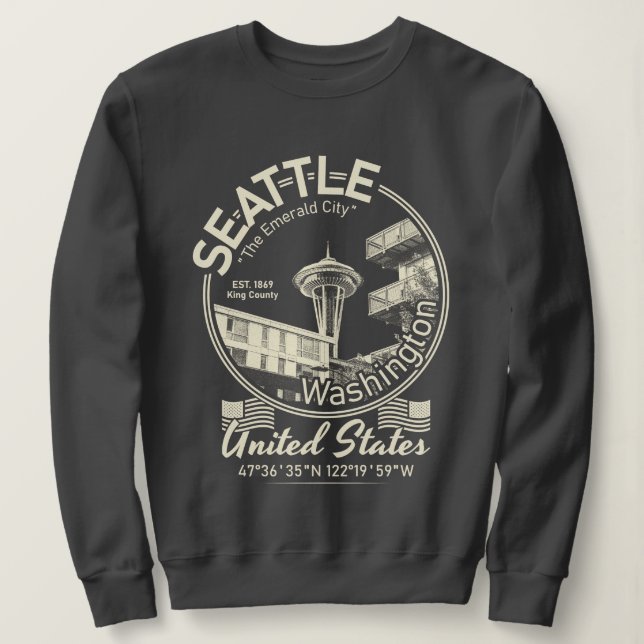 SEATTSTADT ICON - WASHINGTON VINTAG SWEATSHIRT (Design vorne)