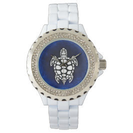 SEATURTLE. DREHEN SCHWARZ UND WEISS. ARMBANDUHR
