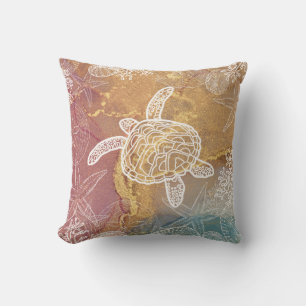 Seaturtle Starfish Beach Seashell Pattern Kissen