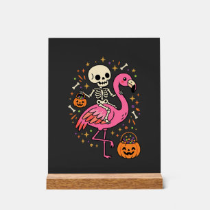 Seau de bonbons squelette de flamant rose Hallowee
