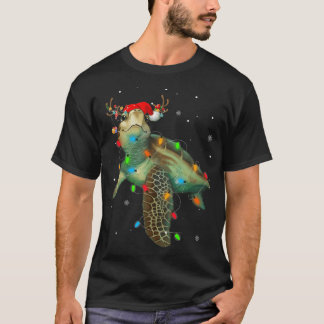 Seaurtle Christmas Lights Funny Santa Hat Merry Ch T-Shirt