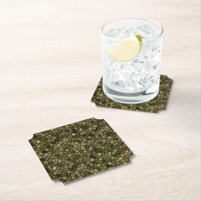Seaweed und Juniper Cobbled Patchwork Terrazo Patt Untersetzer (Vor Ort)