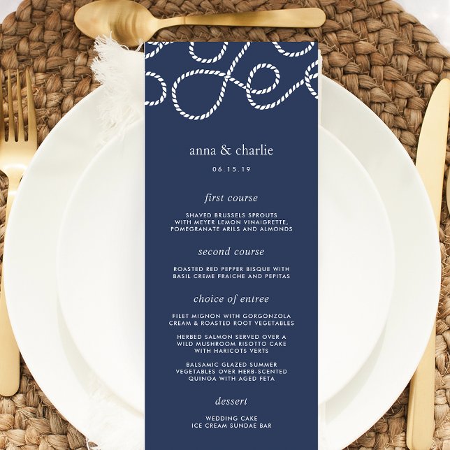 Seaworthy Wedding Menu Card | Dunkelblau Menükarte (Von Creator hochgeladen)