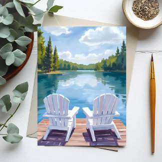 Sebago Lake Maine | Adirondack Stuhlmalerei Postkarte