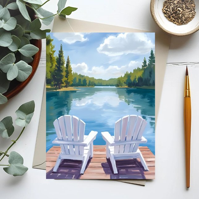 Sebago Lake Maine | Adirondack Stuhlmalerei Postkarte (Von Creator hochgeladen)