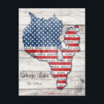 Sebago Lake Maine Karte<br><div class="desc">Zeigen Sie Ihren Sebago Lake, Maine und USA Stolz! Diese Postkarte zeigt eine Karte von Sebago Lake, Maine, die mit rot, weiß und blau-amerikanischen Flaggen-Grafiken gefüllt ist. Personalisieren Sie dies mit Ihrem Namen und/oder Ihrer Adresse. Schicken Sie eine Postkarte von Ihrem Seehaus oder Campingplatz und erzählen Sie allen von diesem...</div>