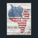 Sebago Lake Maine Karte<br><div class="desc">Zeigen Sie Ihren Sebago Lake, Maine und USA Stolz! Diese Postkarte zeigt eine Karte von Sebago Lake, Maine, die mit rot, weiß und blau-amerikanischen Flaggen-Grafiken gefüllt ist. Personalisieren Sie dies mit Ihrem Namen und/oder Ihrer Adresse. Schicken Sie eine Postkarte von Ihrem Seehaus oder Campingplatz und erzählen Sie allen von diesem...</div>