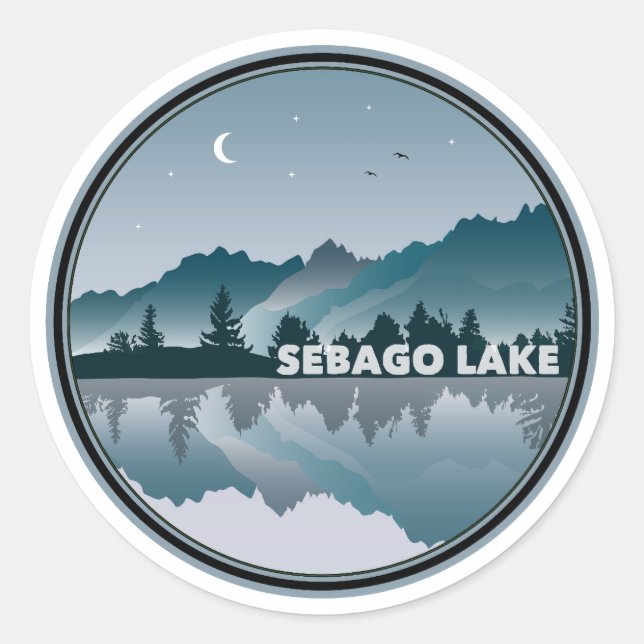 Sebago Lake Maine Reflection Runder Aufkleber (Vorderseite)