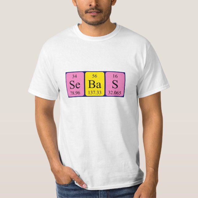 Sebas Namen-Shirt periodischer Tabelle T-Shirt (Vorderseite)