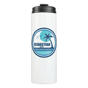 Sebastian Beach Fort Lauderdale Palm Tree Birds Thermosbecher