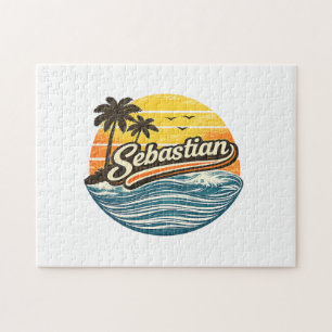 Sebastian Retro Sonnenuntergang Name Design