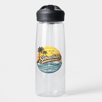 Sebastian Retro Sonnenuntergang Namensdesign Trinkflasche