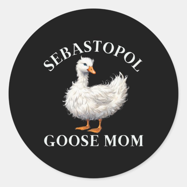 Sebastopol Gänse-Mama Runder Aufkleber (Vorderseite)