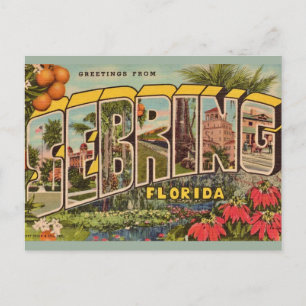 Sebring florida Vintag Gruß Postkarte