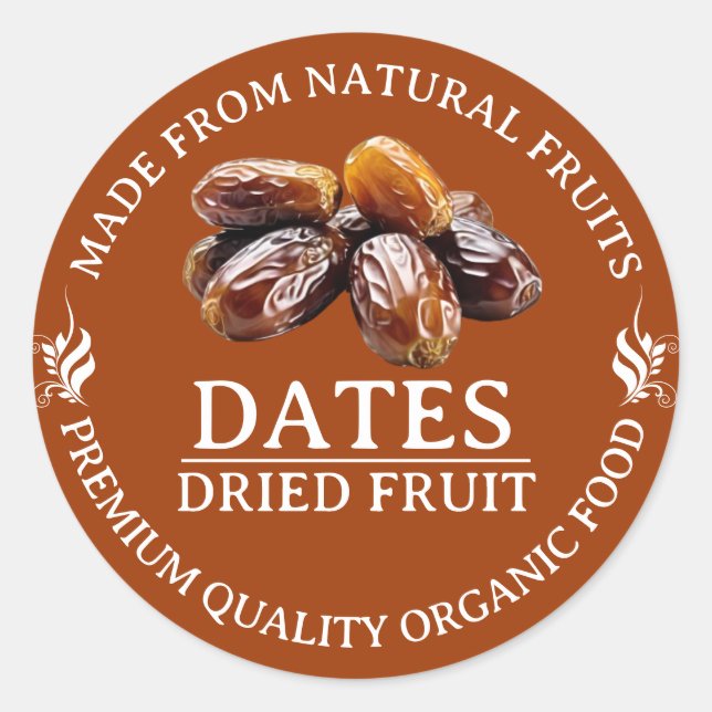 Séché Dates Fruit Étiquette personnalisé Sticker (Devant)