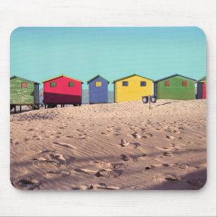 Sechs bunte Strand-Hütte   Cape Town, Südafrika Mousepad