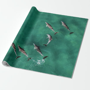 SECHS DELPHINE IM RUHIGEN WASSER GESCHENKPAPIER
