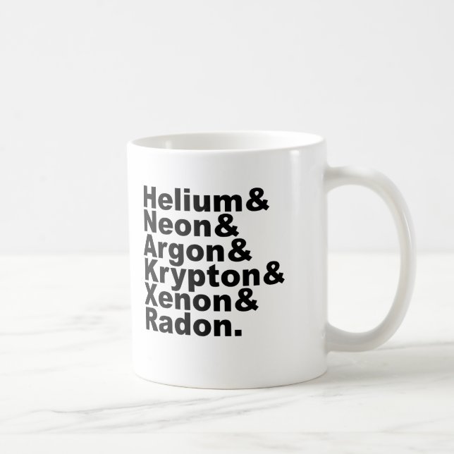 Sechs Edelgase auf dem Periodensystem der Elemente Kaffeetasse (Rechts)
