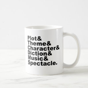 Sechs Element von Poetics und von Drama durch Kaffeetasse
